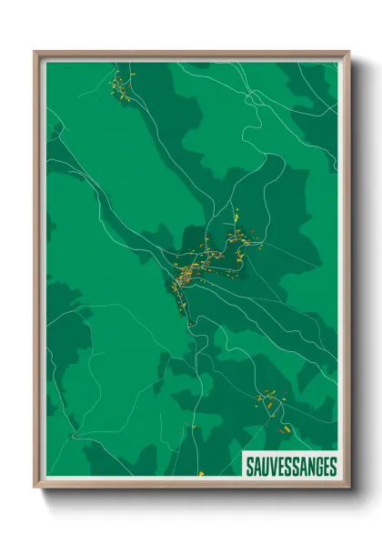 Une affiche de carte sur Sauvessanges