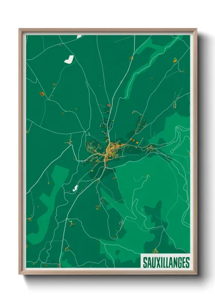 Une affiche de carte sur Sauxillanges