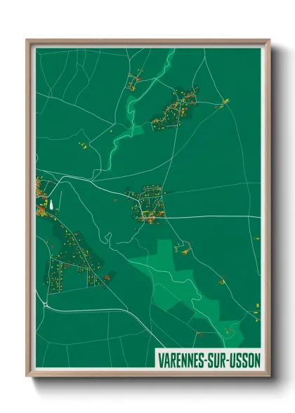Une affiche de carte sur Varennes-sur-Usson