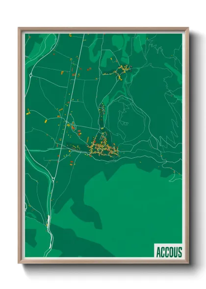 Une affiche de carte sur Accous