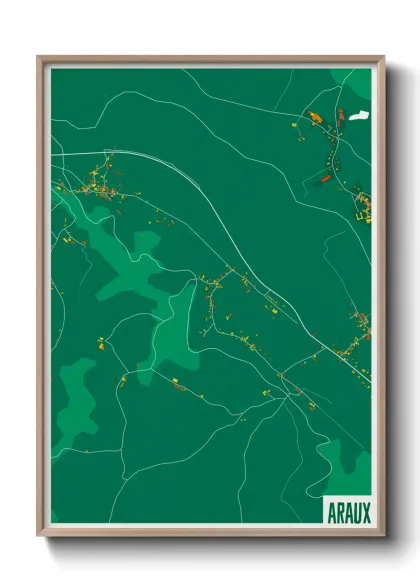 Une affiche de carte sur Araux