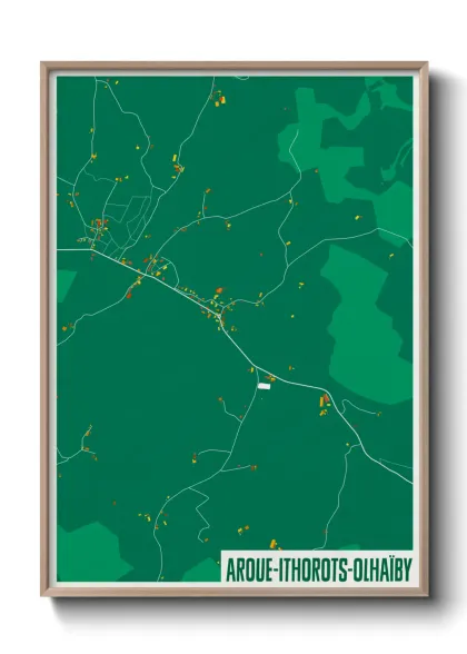 Une affiche de carte sur Aroue-Ithorots-Olhaïby