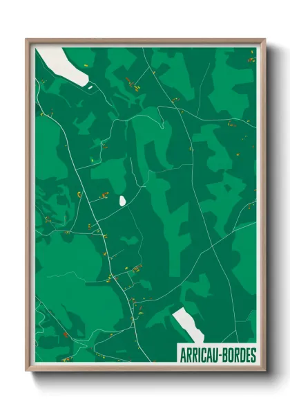 Une affiche de carte sur Arricau-Bordes