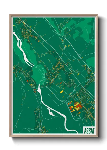 Une affiche de carte sur Assat