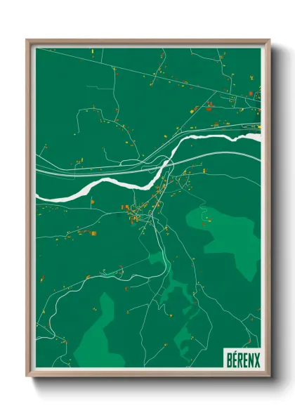 Une affiche de carte sur Bérenx