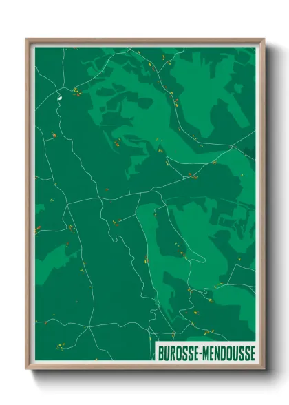 Une affiche de carte sur Burosse-Mendousse