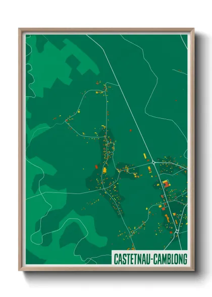 Une affiche de carte sur Castetnau-Camblong