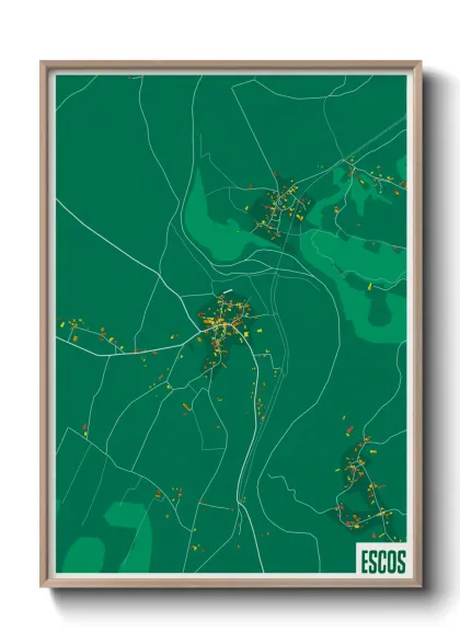 Une affiche de carte sur Escos