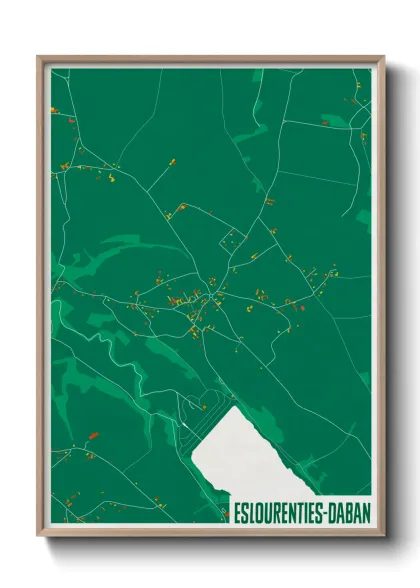 Une affiche de carte sur Eslourenties-Daban