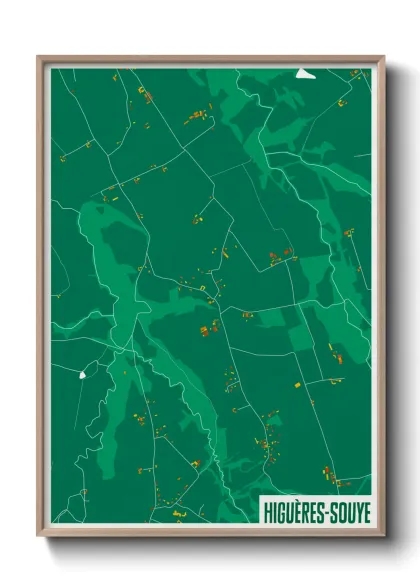 Une affiche de carte sur Higuères-Souye