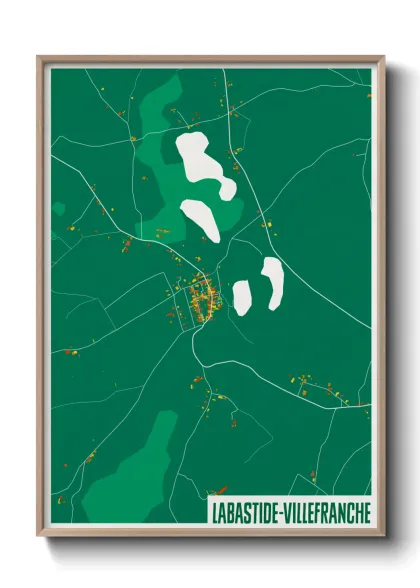 Une affiche de carte sur Labastide-Villefranche