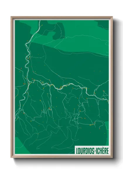 Une affiche de carte sur Lourdios-Ichère