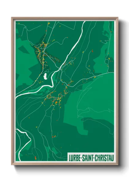 Une affiche de carte sur Lurbe-Saint-Christau