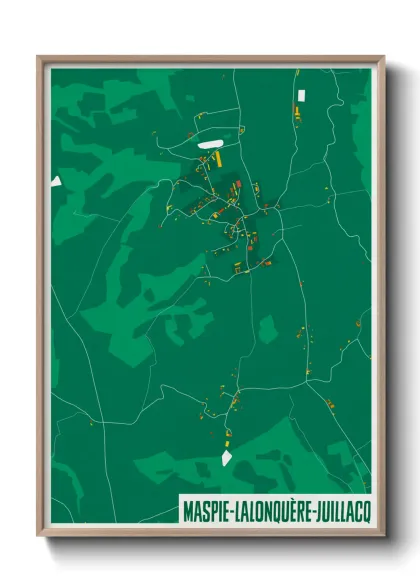 Une affiche de carte sur Maspie-Lalonquère-Juillacq