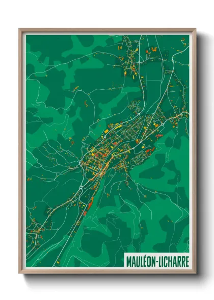 Une affiche de carte sur Mauléon-Licharre