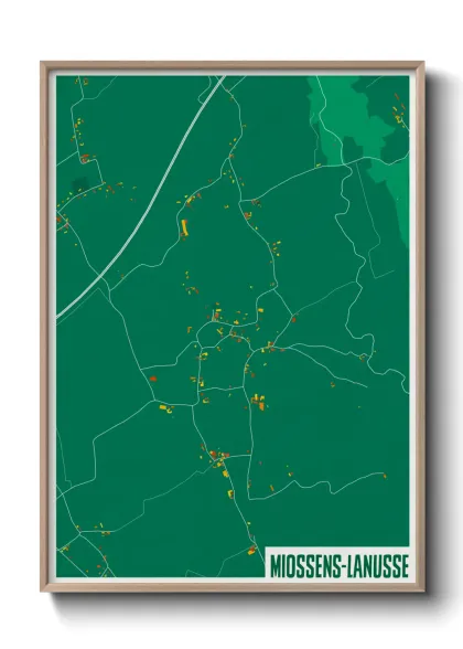 Une affiche de carte sur Miossens-Lanusse