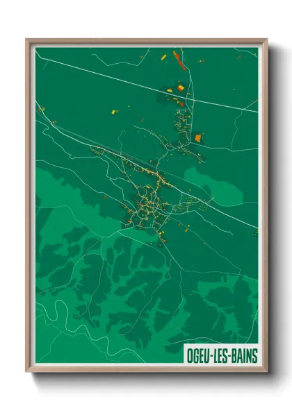 Une affiche de carte sur Ogeu-les-Bains