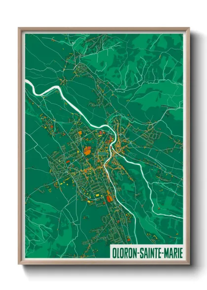 Une affiche de carte sur Oloron-Sainte-Marie