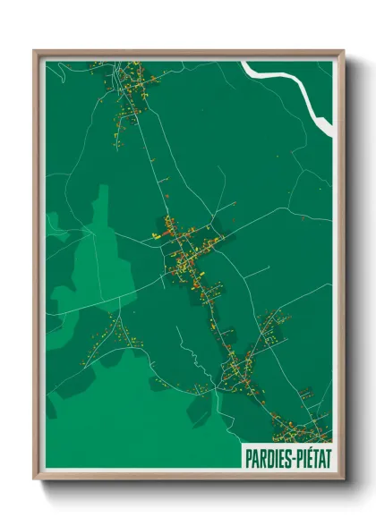 Une affiche de carte sur Pardies-Piétat