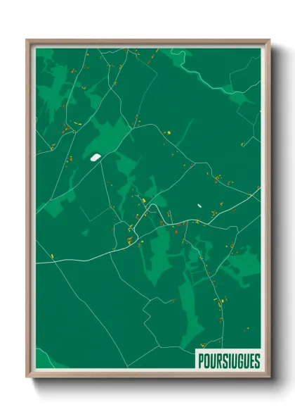 Une affiche de carte sur Poursiugues