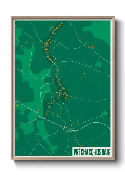 Une affiche de carte sur Préchacq-Josbaig