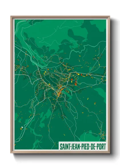 Une affiche de carte sur Saint-Jean-Pied-de-Port