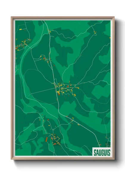 Une affiche de carte sur Sauguis