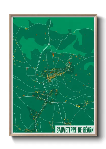 Une affiche de carte sur Sauveterre-de-Béarn