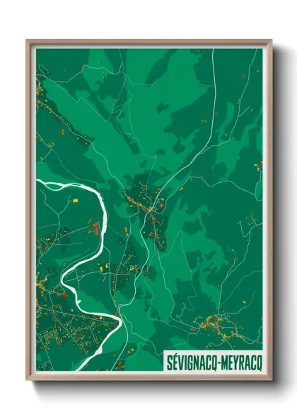 Une affiche de carte sur Sévignacq-Meyracq
