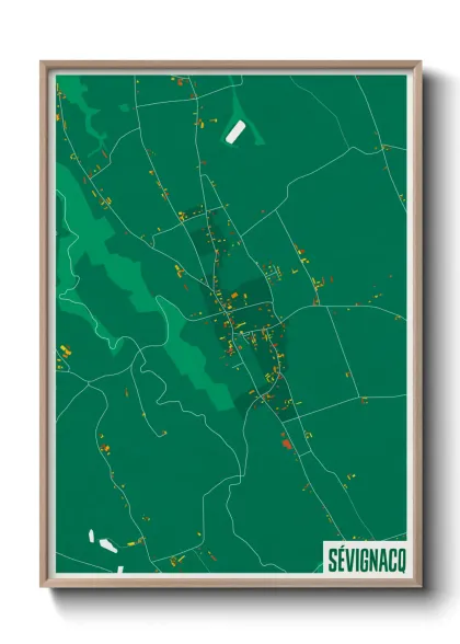 Une affiche de carte sur Sévignacq