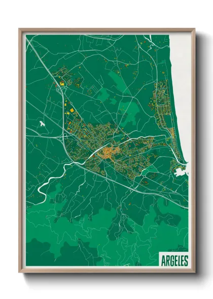 Une affiche de carte sur Argeles