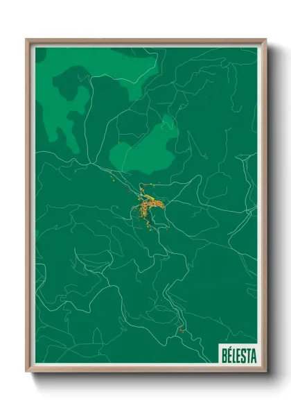 Une affiche de carte sur Bélesta