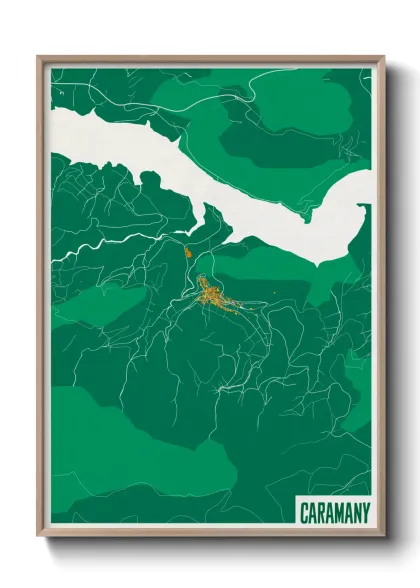Une affiche de carte sur Caramany