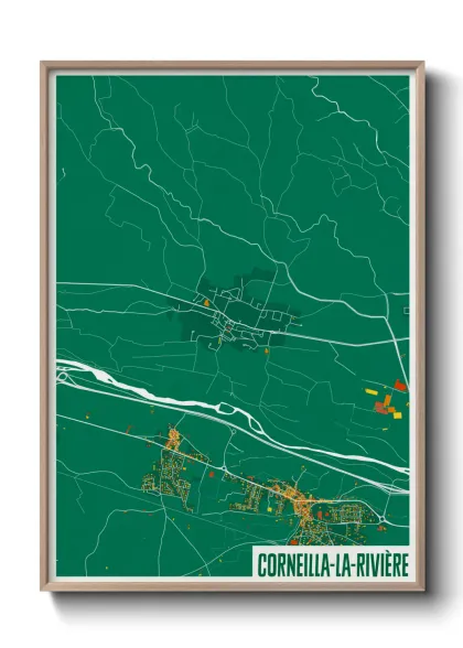 Une affiche de carte sur Corneilla-la-Rivière