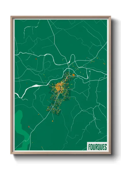 Une affiche de carte sur Fourques
