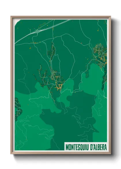Une affiche de carte sur Montesquiu d'Albera