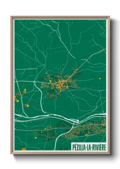 Une affiche de carte sur Pézilla-la-Rivière