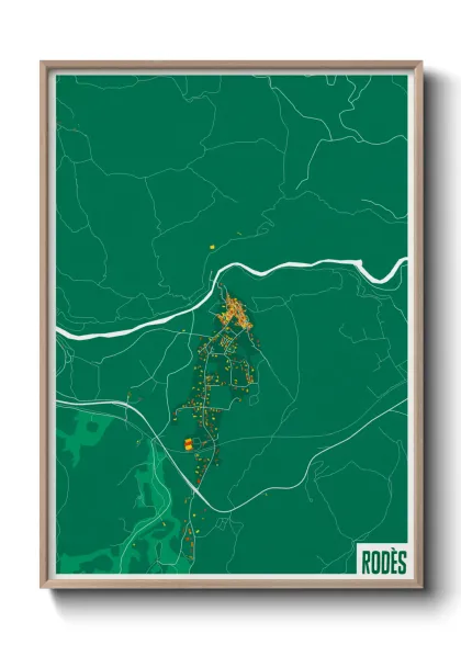 Une affiche de carte sur Rodès