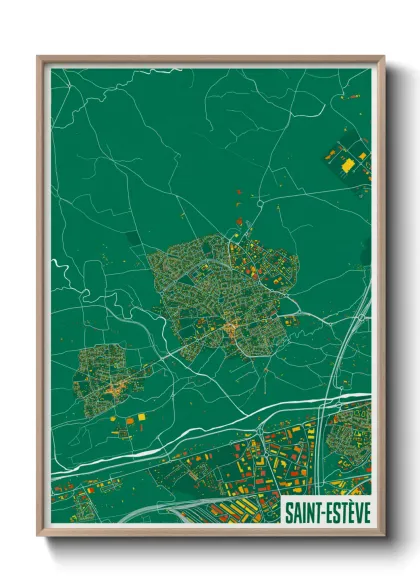 Une affiche de carte sur Saint-Estève