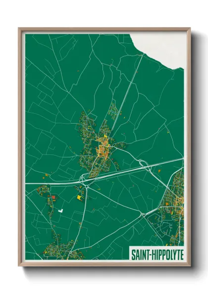 Une affiche de carte sur Saint-Hippolyte