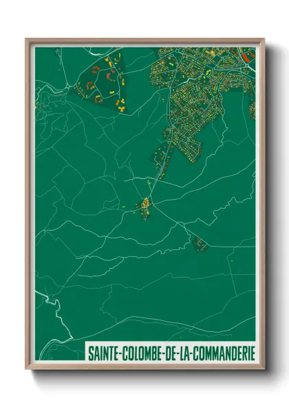 Une affiche de carte sur Sainte-Colombe-de-la-Commanderie