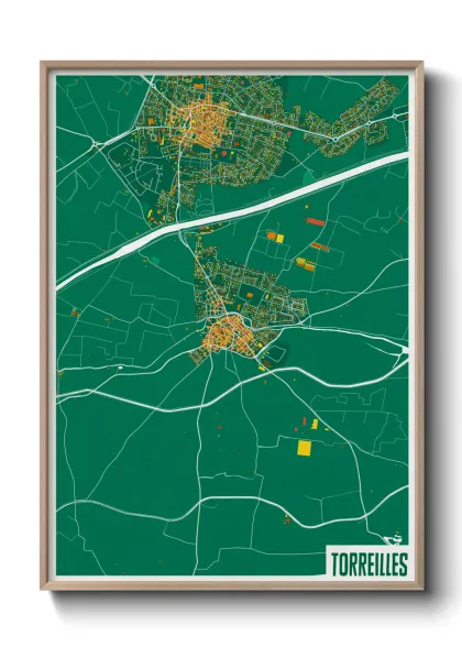Une affiche de carte sur Torreilles