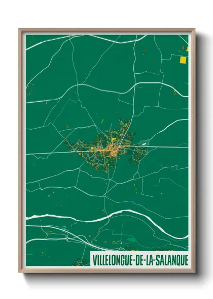 Une affiche de carte sur Villelongue-de-la-Salanque