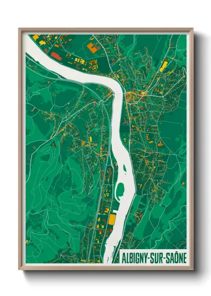 Une affiche de carte sur Albigny-sur-Saône