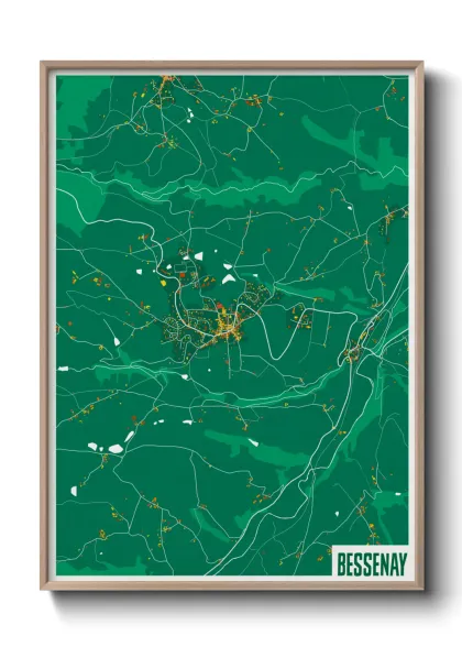 Une affiche de carte sur Bessenay