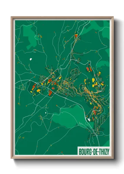 Une affiche de carte sur Bourg-de-Thizy