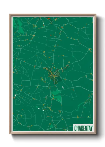 Une affiche de carte sur Charentay