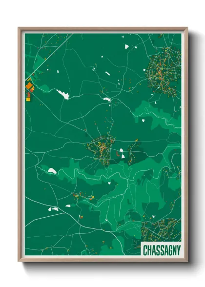 Une affiche de carte sur Chassagny