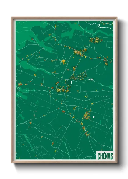 Une affiche de carte sur Chénas