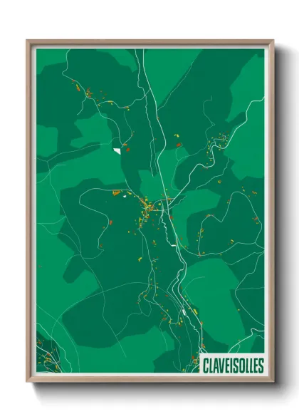 Une affiche de carte sur Claveisolles